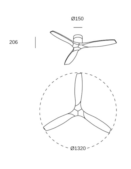 Stem Evo ceiling fan - FORLIGHT - Black DC fan, wooden blades