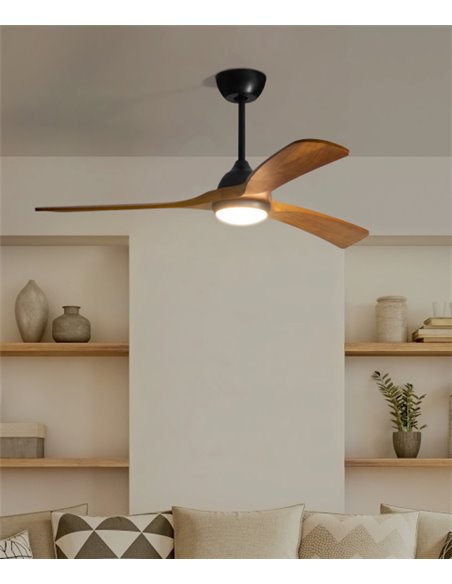 Bosc ceiling fan with light - FORLIGHT - Dark wood DC fan, 6 speeds