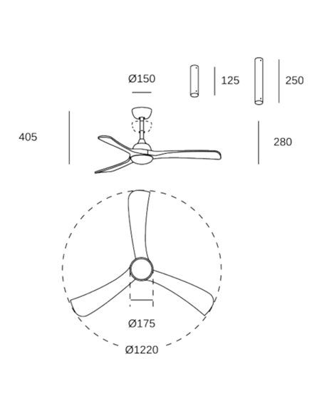 Bosc ceiling fan with light - FORLIGHT - Dark wood DC fan, 6 speeds