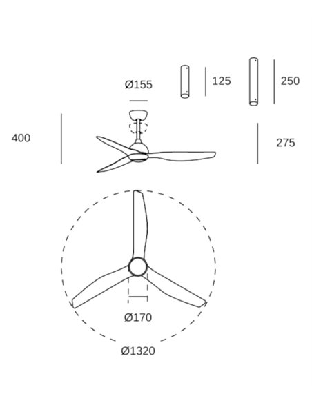 Pam ceiling fan with light - FORLIGHT - White fan, LED dimmable