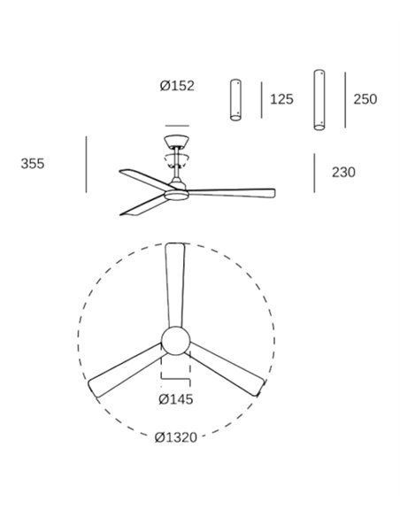 Shadow fan without light - FORLIGHT - Wooden blades, DC motor