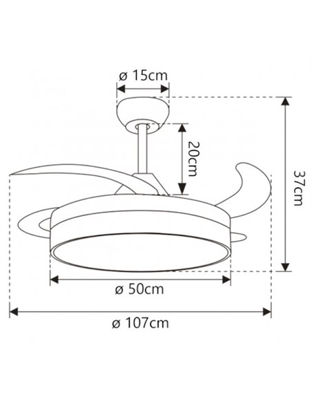 Togo ceiling fan with light - AJP - White LED fan with retractable blades