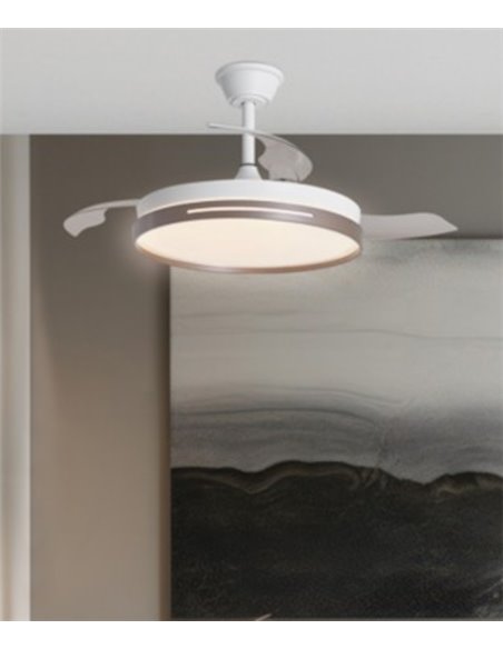 Togo ceiling fan with light - AJP - 3 retractable blades, LED dimmable