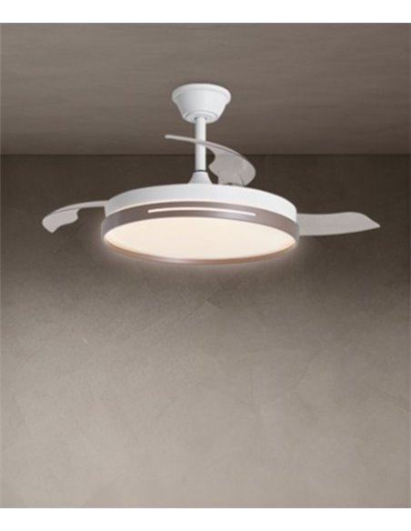 Mini Togo ceiling fan with light - AJP - Folding blades, coffee finish DC fan
