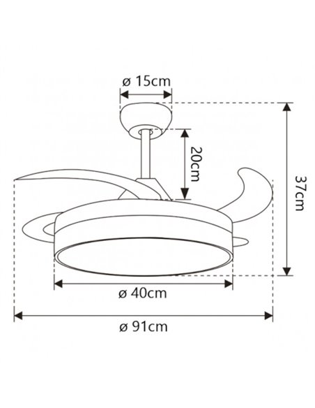 Luxe ceiling fan with light - AJP - Fan with retractable blades, LED dimmable Luxe ceiling fan with light - AJP - Fan with retractable blades, LED dimmable