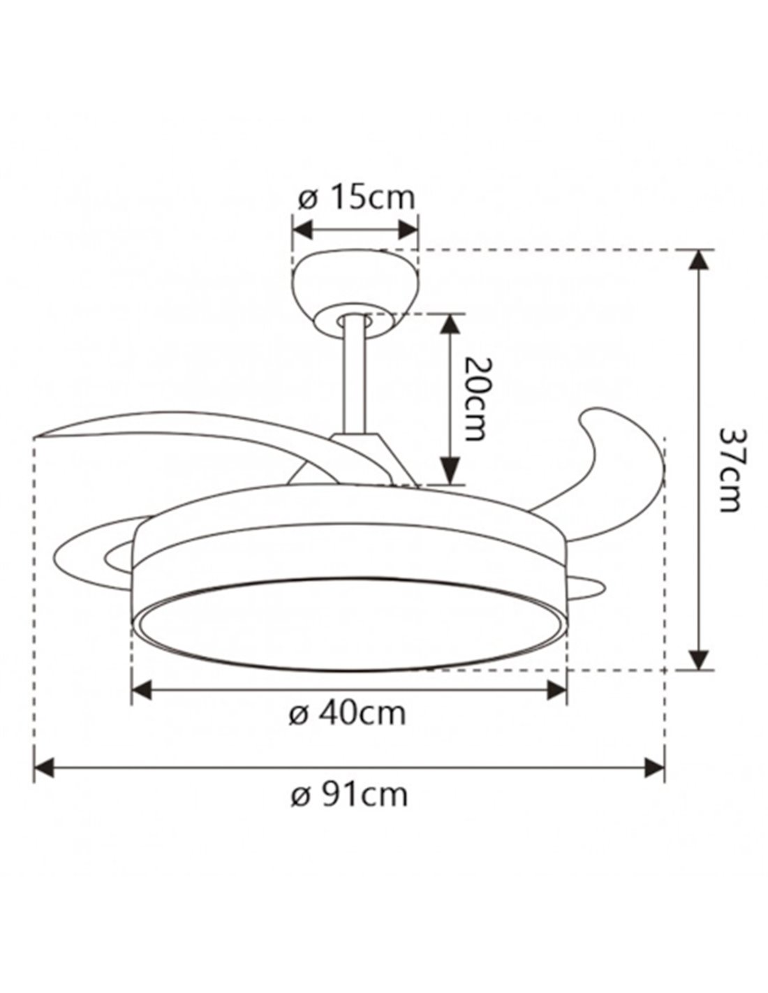 Luxe ceiling fan with light - AJP - Fan with retractable blades, LED dimmable Luxe ceiling fan with light - AJP - Fan with retractable blades, LED dimmable