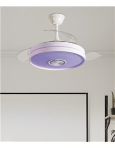 Enio ceiling fan with light - AJP - Ceiling fan with RGB light, retractable blades