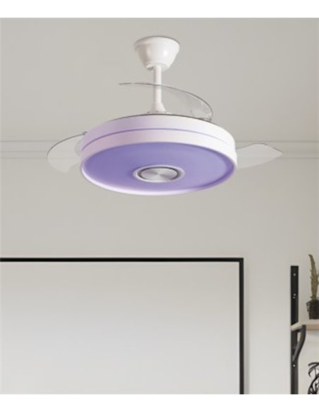 Enio ceiling fan with light - AJP - Ceiling fan with RGB light, retractable blades