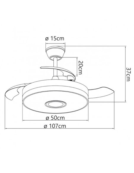 Enio ceiling fan with light - AJP - Ceiling fan with RGB light, retractable blades