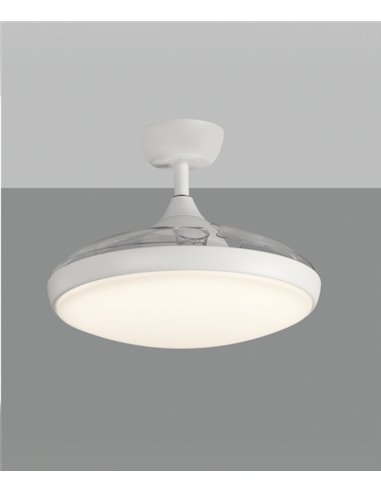 Zonda ceiling fan with light - ACB - White fan with retractable blades