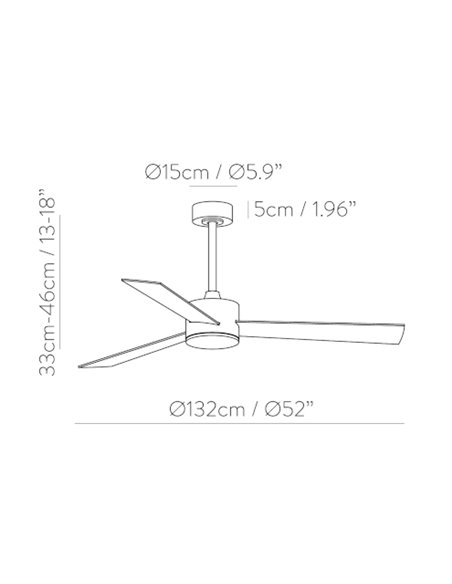 Shamal ceiling fan with light - ACB - Reversible blades white/beech, LED dimmable