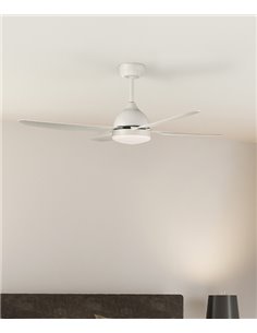 Barine ceiling fan with light - ACB - White, dimmable LED fan
