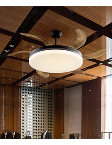Vento ceiling fan with light - Schuller - Retractable blades, 6 speeds