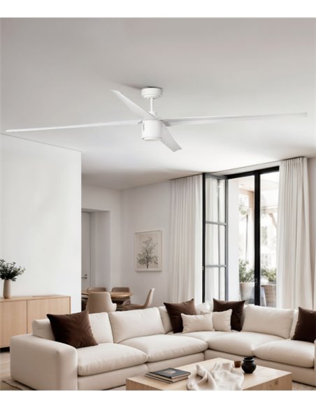 Attos LED white ceiling fan – Faro – With DC motor + Remote control, 213 cm