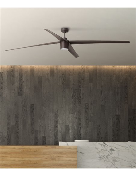 Attos LED brown ceiling fan – Faro – With DC motor + Remote control, 213 cm