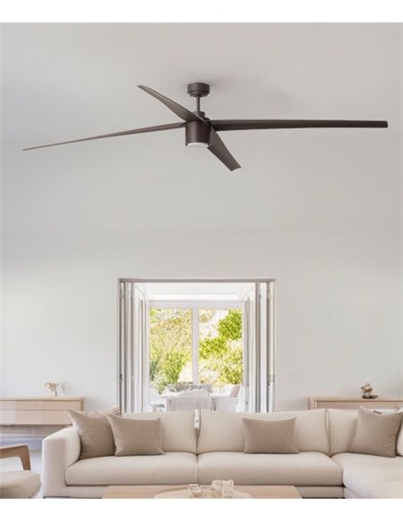 Attos SMART brown ceiling fan with light – Faro – DC motor + Remote control + Alexa/Google/Siri, 213 cm