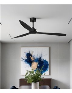 Just Fan matt black ceiling fan – Faro – DC motor, 6 speeds, remote control