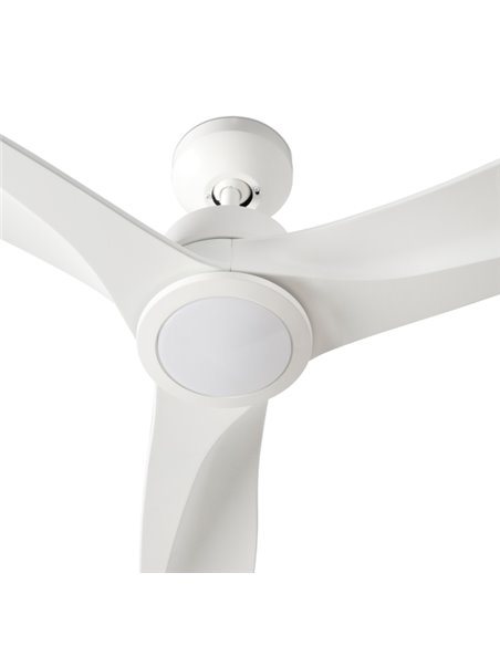Tonic white fan with LED light - Faro - DC motor, Remote control, 6 speeds