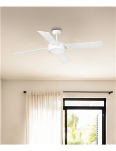 Hydra white ceiling fan wiht LED light – Faro – DC motor, Remote control with timer, 6 speeds