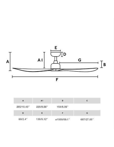 Outwood L Smart ceiling fan - Faro - Outdoor fan without light, oak wood