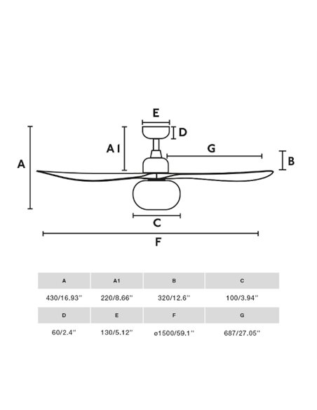 Outwood L Smart ceiling fan with light - Faro - Oak wood blades, suitable for outdoor use