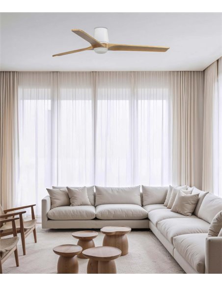 Heywood Tub LED L ceiling fan with light - Faro - Pine DC Fan