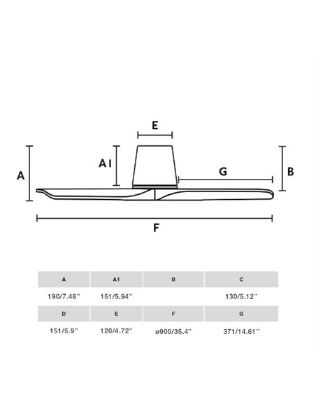 Hey Tub S ceiling fan without light - Faro - Dark wood blades, DC motor