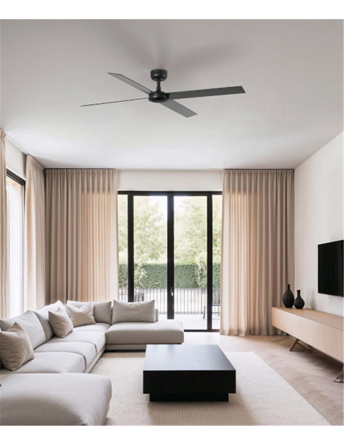 Rudder L ceiling fan - Faro - Reversible black / walnut blades Rudder L ceiling fan - Faro - Reversible black / walnut blades