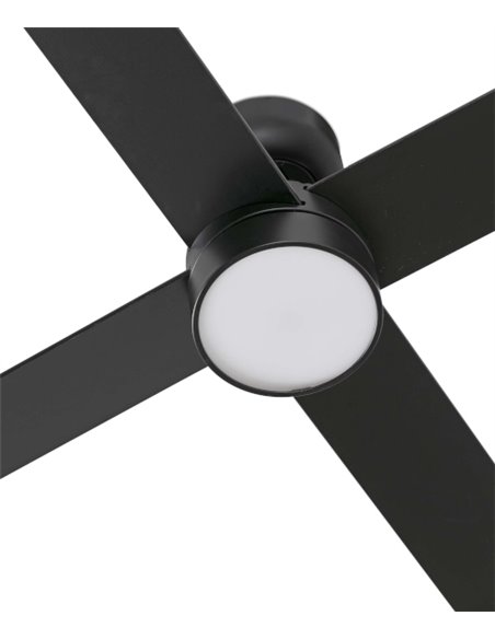 Rudder LED ceiling fan with light - Faro - Reversible black / walnut wooden blades