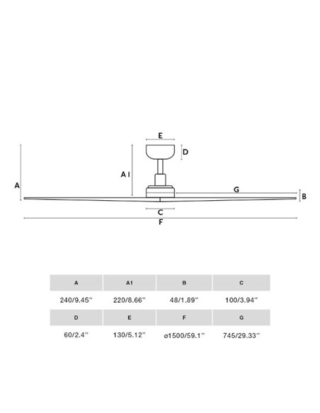Klim L Smart ceiling fan - Faro - Dark walnut blades