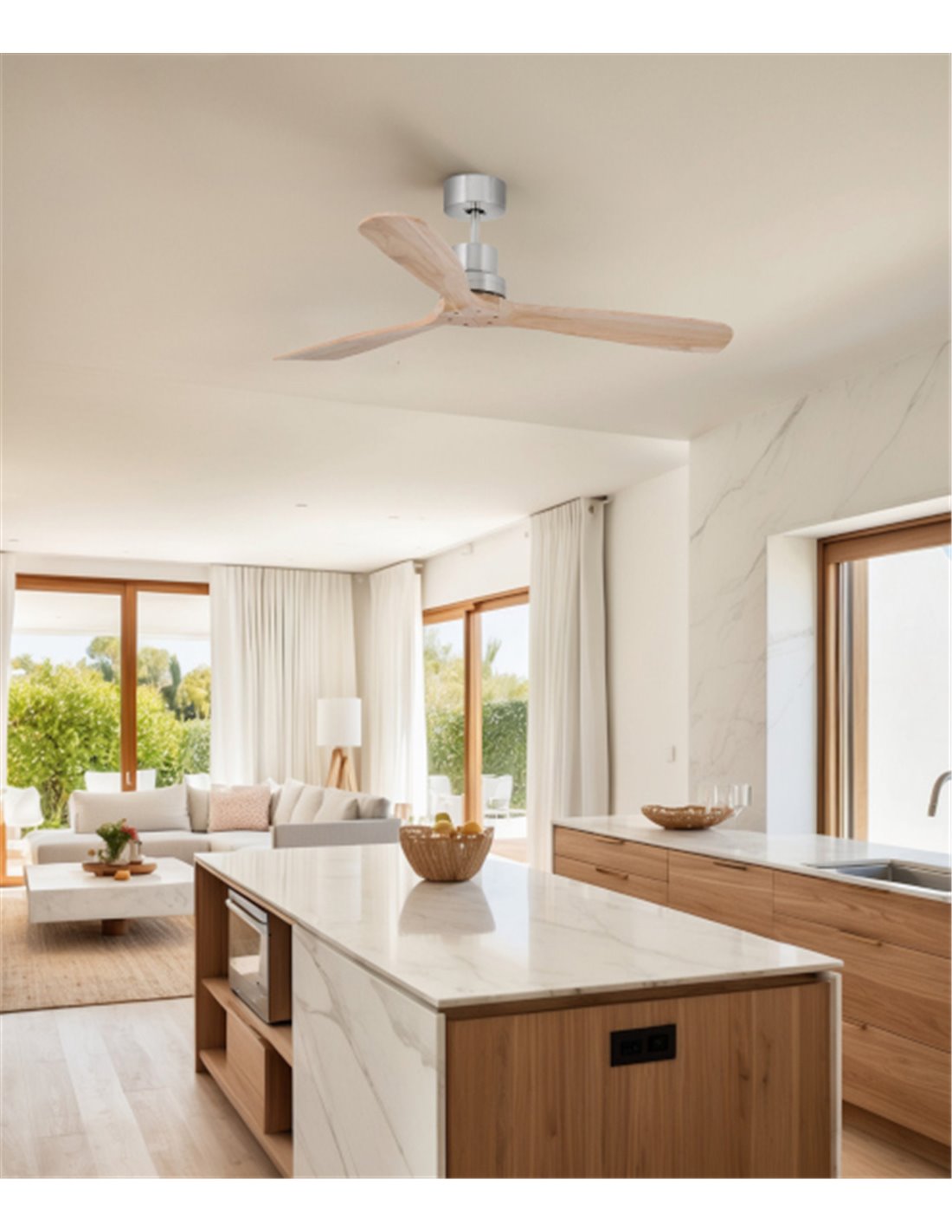Lantau Smart L ceiling fan - Faro - DC fan without light, pine blades Lantau Smart L ceiling fan - Faro - DC fan without light, pine blades