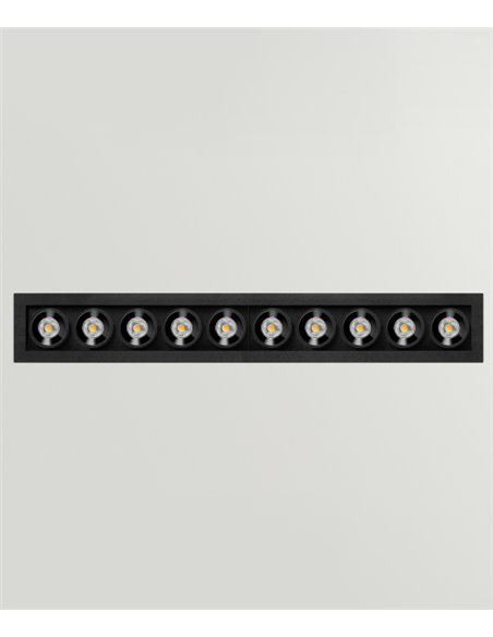 Black Foster Micro recessed ceiling light - Arkoslight - Horizontal design with 10 lights