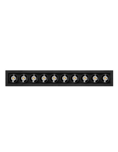 Black Foster Micro recessed ceiling light - Arkoslight - Horizontal design with 10 lights