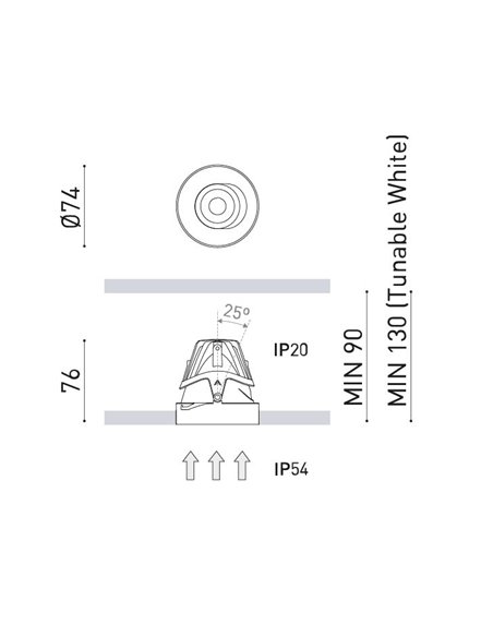 Buddy Tilt Trimless Super Spot recessed ceiling light - Arkoslight - Modern round LED design