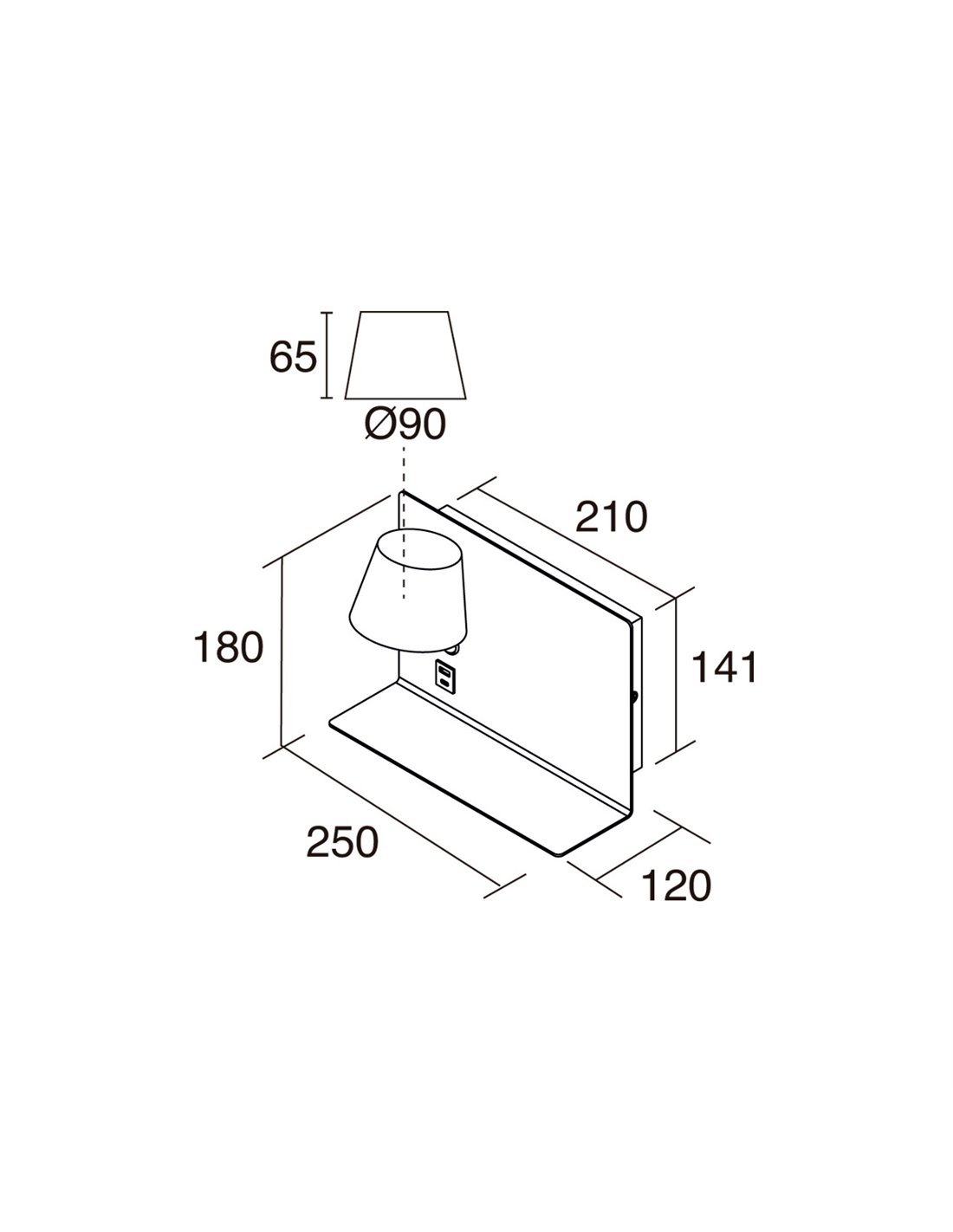Serene Right wall light - Novolux Lighting - Reading light with tray Serene Right wall light - Novolux Lighting - Reading light with tray
