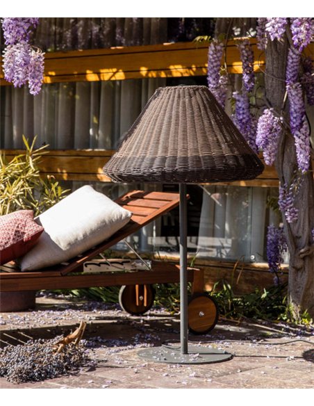 Saigon outdoor floor lamp - Faro - Synthetic wicker, 100-200 cm