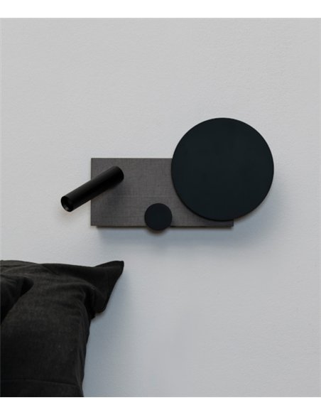 Wall lamp right with reader Klee - Faro - Grey steel, Dimmable, COB LED 2700K