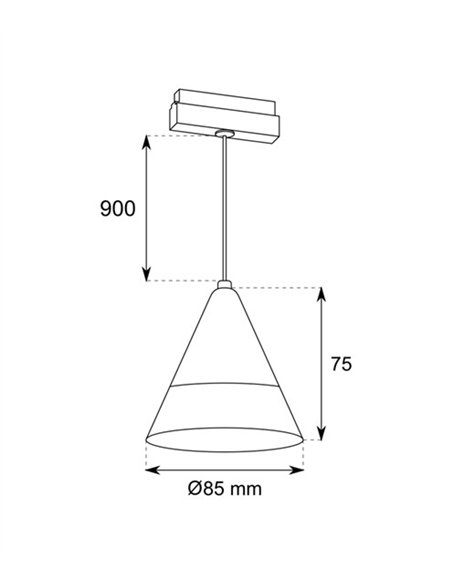 R8 magnetic track pendant light - Conalux - Decorative conical lamp