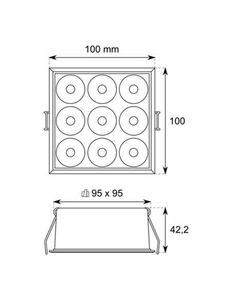 Dot recessed spotlight - Conalux - 9-light square spotlight