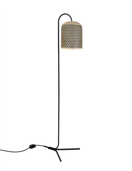 Pikul floor lamp - PET Lamp - Arched design with natural fibre shade