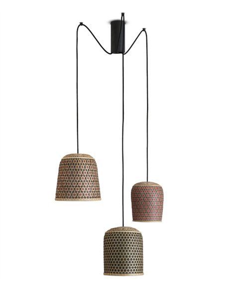 Pikul Set 3 pendant light - PET Lamp - Three handmade shades made of recycled materials
