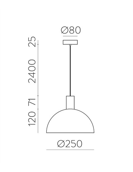 Tiga ceiling pendant light - ACB - Semi-spherical shade in 2 sizes