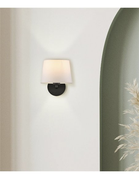 Stilo wall light - ACB - Wall light black, White lampshade