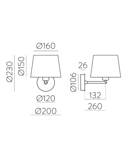 Stilo wall light - ACB - Wall light black, White lampshade