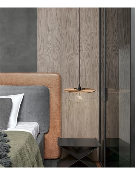 Disk pendant light - Massmi - Woven rope shade