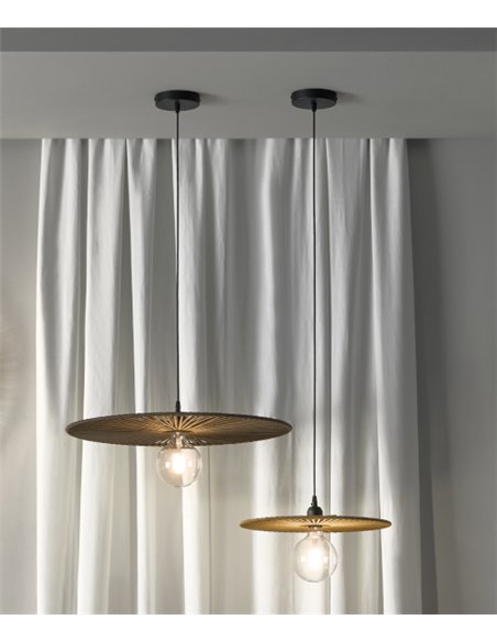 Disk pendant light - Massmi - Woven rope shade