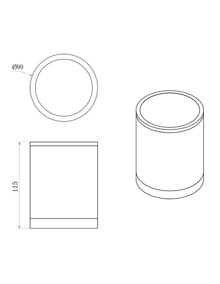 Porto outdoor ceiling light - Iberlamp - Cylindrical anthracite design