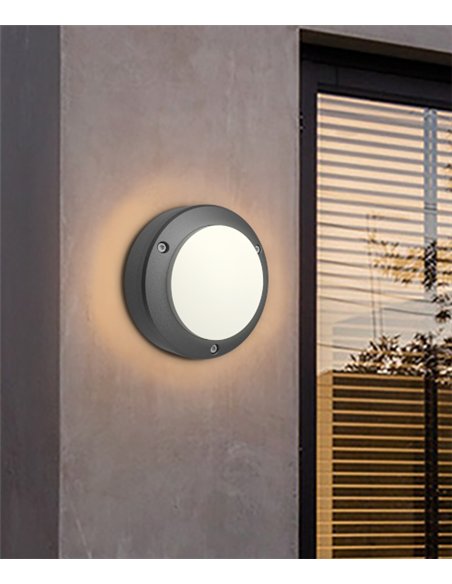 Nador outdoor wall light - Iberlamp - Circular aluminium design, Ø 27 cm