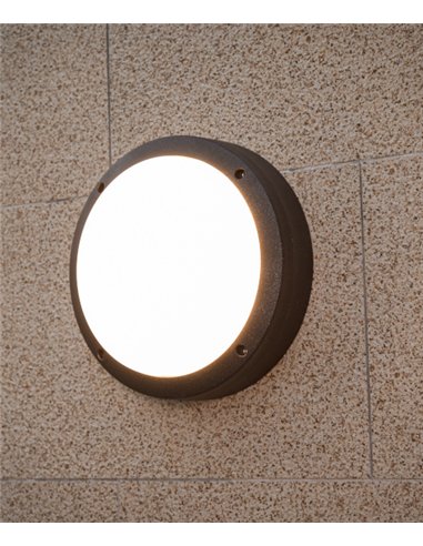 Nador outdoor wall light - Iberlamp - Circular aluminium design, Ø 27 cm