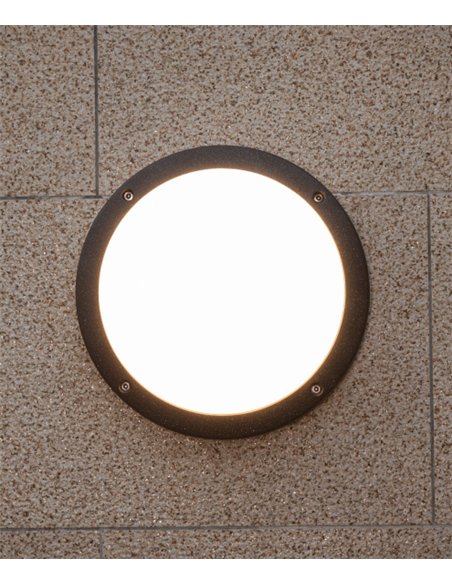 Nador outdoor wall light - Iberlamp - Circular aluminium design, Ø 27 cm